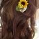 sunflower hair clip, bridesmaid hair accessories, floral hair clip, yellow flower for hair, yellow hair clip, hair piece, rustic wedding