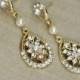 BRIANA (with pearl) - Vintage style Gold bridal earrings - Rhinestone dangle earrings - art deco, bridal jewelry, wedding earrings