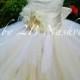 Vintage Ivory Lace Flower Girl Dress, Rustic Wedding Flower Girl  Dress, Ivory Satin with Chiffon Flower Sash Tutu Dress  All Sizes Girls