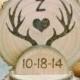 Custom Rustic Wedding Cake Topper Wood Burned Deer Antlers Romantic