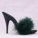 VIP 5 inch Handmade Forest Green Marabou Boa Slippers High Heel Sandals Woman Shoes (Other Platform Heights Available!)