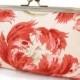 SALE: Clutch bag, bridesmaid purse, red tulip flowers, wedding accessory