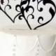 Joined Hearts Wedding Cake Topper in Black Silver or Gold