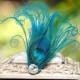Sparkly Turquoise Peacock Hair Clip / Comb / Bobby Pin. Simple Elegant Feather, Pearl / Rhinestone Accessory. Feminine Girly, Teen Statement