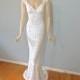 White Lace Wedding Gown Bohemian MERMAID Wedding Dress VINTAGE Inspired Boho Wedding Dress  Sz Small