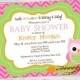 OWL Baby Shower Invitation - Look Whoooo's having a baby! - Pink Chevron with Orange and Green Accents PRINTABLE