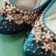 Mermaid's Slipper Bridal Ballet Flats Wedding Shoes - Any Size - Pick your own shoe color and crystal color