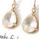 Clear Crystal / Gold Rope Rim Bridesmaid Earings - Clear Earrings - Gold Earring - Crystal Earings - Gold Bridesmaid Earring -ER1