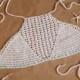 DESERT SAND - White crochet knit halter crop top, turquoise beaded festival bralette bikini
