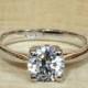 18ct White gold filled Solitaire 1.1ct Natural White Topaz ring - engagement ring - handmade ring