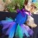 Dog Dress in Peacock colors Hair bow included LARGE size