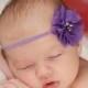 Purple Headband, Purple Flower Headband, Newborn Flower Headband, Newborn Photo Prop, Purple Hair Bow, Flower Girl Headband, Baby Headband