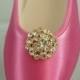FLAT Wedding SHOES, 200 COLORS, Hot Pink, Gold or Silver Crystals Brooch