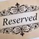 Wedding Reserved Seating Sign, Reserved Sign, Vintage Style Wedding Ceremony Sign, Reserved Reception Signage, Choice of Font Matching Items