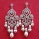 Bridal Chandelier Earrings, Swarovski Pearl, Rhinestone, Crystal, Bridal/Bridesmaids (E3077)