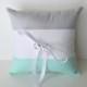 Color Block Wedding Ring Pillow, YOU CHOOSE the colors, shown in white silver and blue mint