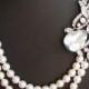 Pearl Bridal Necklace,Wedding Necklace, Vintage Bridal Jewelry, Swarovski Pearl Necklace, Rhinestone Necklace,GEMMA