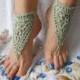 Crochet Barefoot Sandals Beach Wedding  Yoga Shoes Foot Jewelry Green Mint