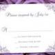 RSVP Card "Vintage" Purple Lavender Printable Response Template Word.doc w. Editable Text Instant Download ALL COLORS Available You Print
