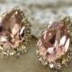 Blush Pink Earrings,Crystal Blush Earrings,Swarovski Crystal Earrings,Vintage PinkTeardrop Stud Earrings, Bridal Earrings Bridesmaids Studs