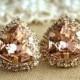 Pink Blush Earrings,Crystal Vintage Pink stud earring bridesmaids gifts bridal earrings, 14k 1 micron Thick Gold plated swarovski earrings