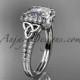 platinum diamond celtic trinity knot wedding ring, engagement ring with Cushion Cut Moissanite CT7148