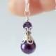 Dark Purple Pearl Pendant Necklace Beaded Bridesmaid Jewelry, Sterling Silver Chain, 16 or 18 Inches, Matching Bridal Party, Jewelry Sets
