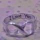 Infinity ring, infinity rings, sterling silver ring,  engraved ring, engraved jewelry, I love you ring, size 6.5, 6.75 and 7, wedding ring