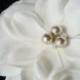 Ivory bridal hair flower with CHAMPAGNE PEARLS / ivory champagne bridal flower hair clip with vintage style / bridal crystal flower