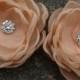 Peach Pale Orange Coral Colored Flower Hair Pins - Brooches - Shoe Clips Set of 2
