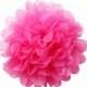 Birthday Party Decor * Hot Pink Tissue Paper Pom Poms * 1 Medium Hanging Pom Poms Decorations for bridal shower,wedding,shower,nursery