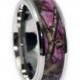 Beveled Pink Camo Wedding Ring - Titanium Camouflage Engagement Ring - Camo Ring - Birthday Gift