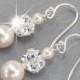 Wedding Earrings, Pearl Dangle Earrings, Wedding Jewelry for the Bride, Pearl and Rhinestone Bridal Earrings