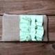 Mint Green Burlap Ruffle Zipper Clutch - Bridesmaid Gift - Pastel Mint Wedding Bag