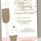 Glitter Cupcake and Champage Invitation / Cupcake and Champagne Engagement / Bridal Shower/ Blush and Gold / PDF Printable/ 21st Birthday