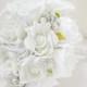 First Communion Bouquet, White Bouquet, Brooch Bouquet, Silk Flower Bouquet, Bridesmaids Bouquet, Wedding Bouquet, Wedding, BQ43