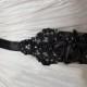 black  wedding gown belt with intricate beaded lace
