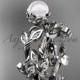 Platinum diamond leaf and vine, floral pearl wedding set, engagement set AP20S