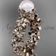 14k rose gold diamond pearl vine and leaf engagement ring AP57