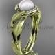 14k yellow gold diamond pearl vine and leaf engagement ring AP65