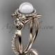 14k rose gold diamond pearl vine and leaf engagement ring AP89