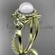 14k yellow gold diamond pearl vine and leaf engagement ring AP89