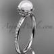 platinum diamond pearl vine and leaf engagement ring AP92