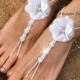 Wedding barefoot sandals with Swarovski Elements, pearls and rhinestone crystals,bridal foot jewelry,beach wedding accessory,beach shoes