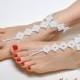 Barefoot Sandals WHITE DIAMOND,foot jewelry,nude shoes,beach wedding accessory,lace shoes,bridesmaids gift,wedding shoes,bridal accessories