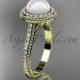 14k yellow gold diamond pearl vine and leaf engagement ring AP97