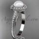 14kt white gold diamond floral wedding ring, engagement ring AP104