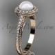 14kt rose gold diamond floral wedding ring, engagement ring AP104