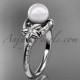 14kt white gold diamond floral wedding ring, engagement ring AP125