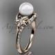 14kt rose gold diamond floral wedding ring, engagement ring AP125
